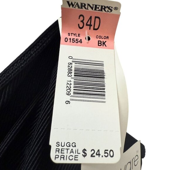 WARNER'S Bra 34D Black Underwire Stretch Ribbed Body Beware Bare Collection NWT - Picture 7 of 9
